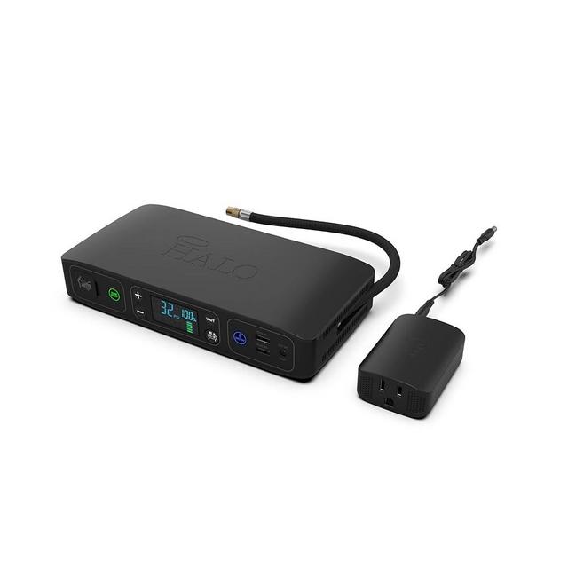 HALO Bolt Air +, Portable Vehicle Jump Starter with Air Compressor, Power Bank with Digital Display Charges Multiple Devices, Bolt Air+ AC Inverter