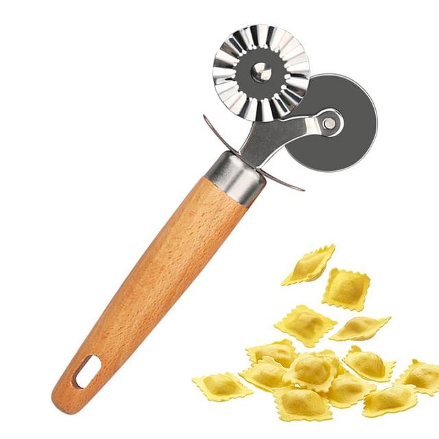 XINBADA Pastry Cutter Wheel - Double Cutter Wheel Stainless Steel Pasta Cutter Wheel Multi-Purpose Ravioli Cutter and Cracker Cutters for Baking