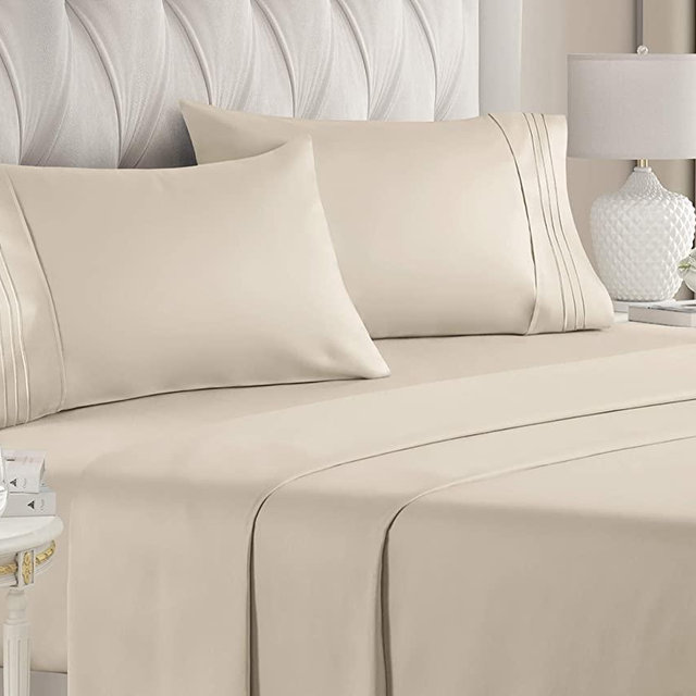 Full Size Sheet Set - 4 Piece - Hotel Luxury Bed Sheets - Extra Soft - Deep Pockets - Easy Fit - Breathable & Cooling Sheets - Wrinkle Free - Comfy – Cream Bed Sheets - Fulls Sheets (Full, Cream)