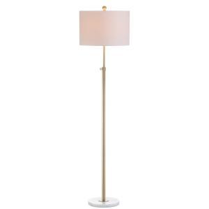 June 65 in. Metal/Marble Adjustable Brass Gold/White Floor Lamp