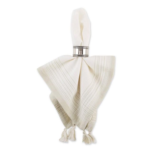 6pk Cotton Striped Napkins with Tassels Natural - Design Imports