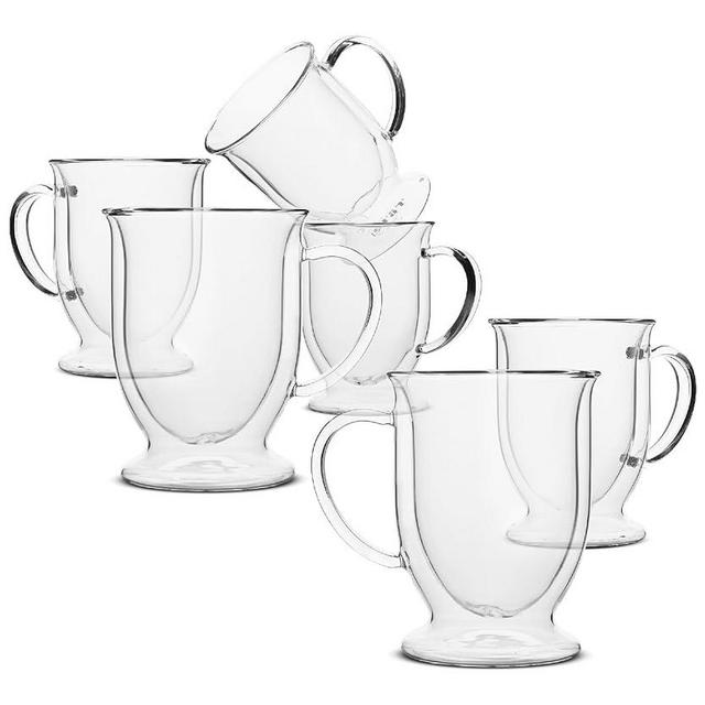 BTaT- Double Walled Glass Coffee Mugs, Set of 6, 16 oz, Double Wall Glass Coffee Mugs, Double Glass Coffee Cups, Insulated Glass Coffee Mug, Double Wall Coffee Mugs, Clear Insulated Coffee Mugs