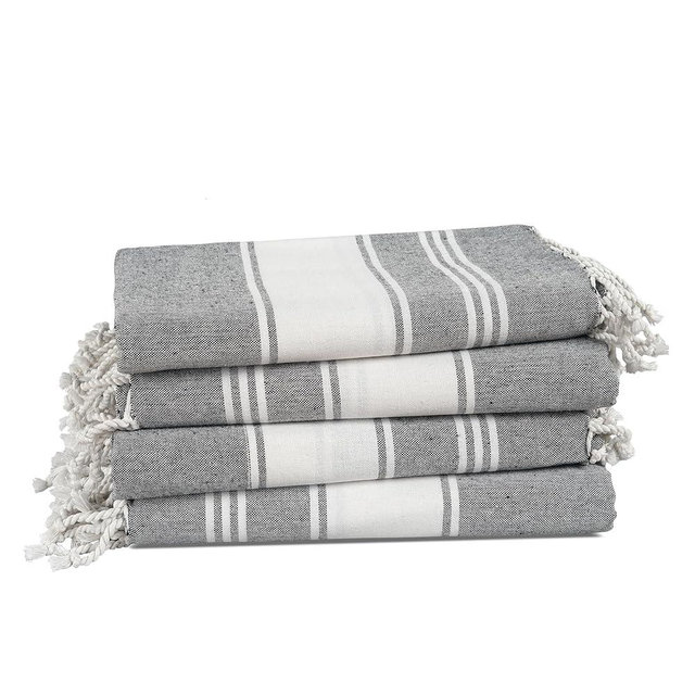 LANE LINEN Beach Towels 4 Pack Oversized - Turkish Towel Set, Pre-Washed Oversized Beach Towel, Quick Dry Beach Towels for Travel, Large Pool Towels, 39"x71" - Smoky Black
