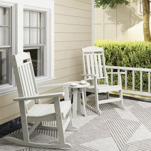 Oxing HDPE Outdoor Rocking Chair (Set of 2) - White