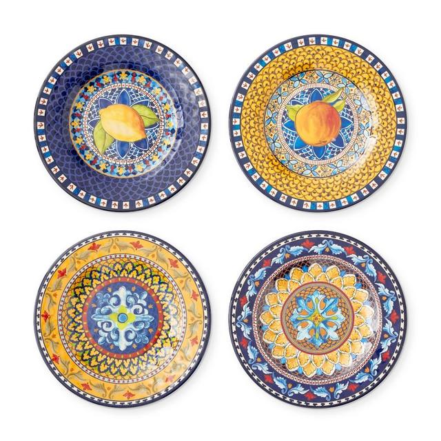 Sicily Outdoor Melamine Salad Plates, Set of 4, Mixed