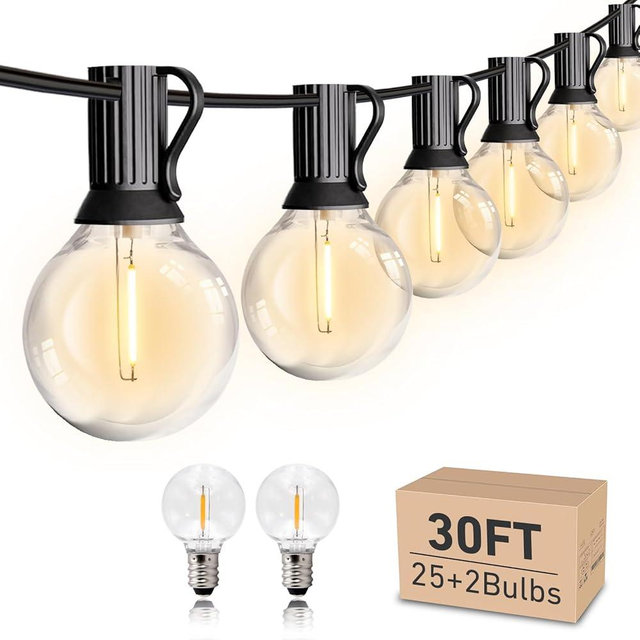 HISTAR Led Outdoor String Lights 30ft Patio Lights Waterproof with 27 G40 Shatterproof Bulbs, Connectable Globe String Lights for Outside, Backyard Balcony Bistro Party Cafe Lights