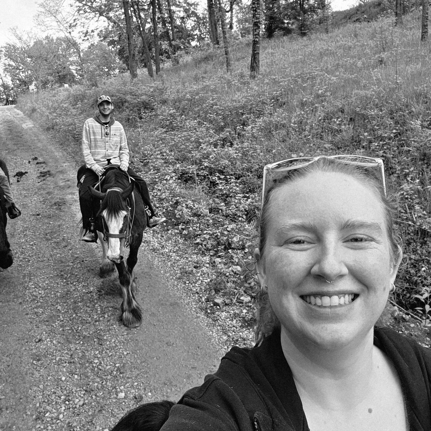 Garrett's first time riding a horse and checking off Tara's bucketlist item of riding a Clydesdale