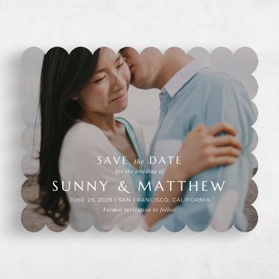 White Scalloped Wedding Save the Date - Morelos Photo