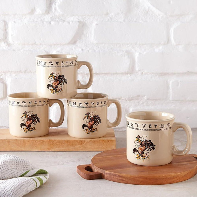 Bronco Buster Camp Mugs - Set of 4