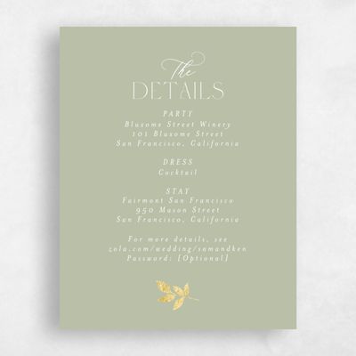 Olive Sage, Green Wedding Enclosure - Dakota Foil