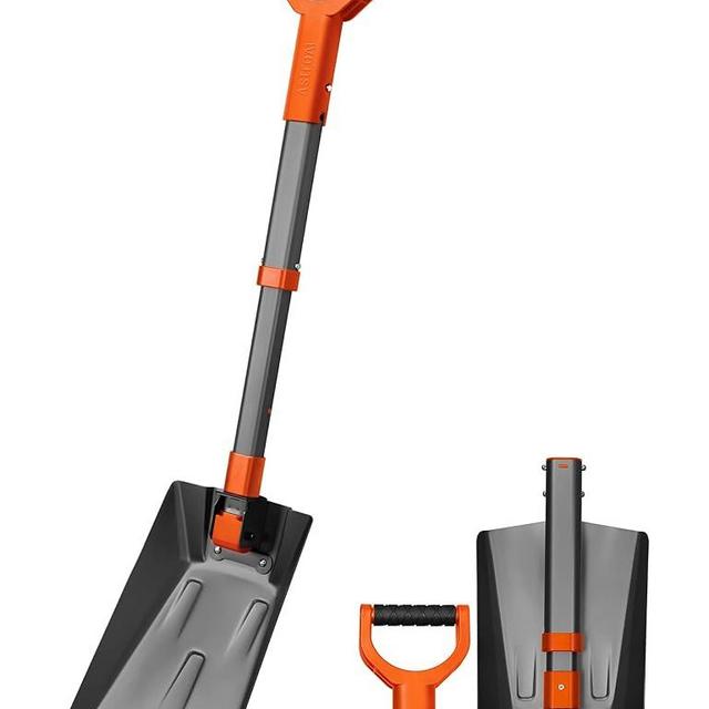 AstroAI 39" Folding Snow Shovel for Car, Extendable Snow Shovel with Thickened Aluminum Handle and Reinforced Iron Hinge, Portable and Multifunctional for Cars, Snowmobiles, Camping and Mud, Grey