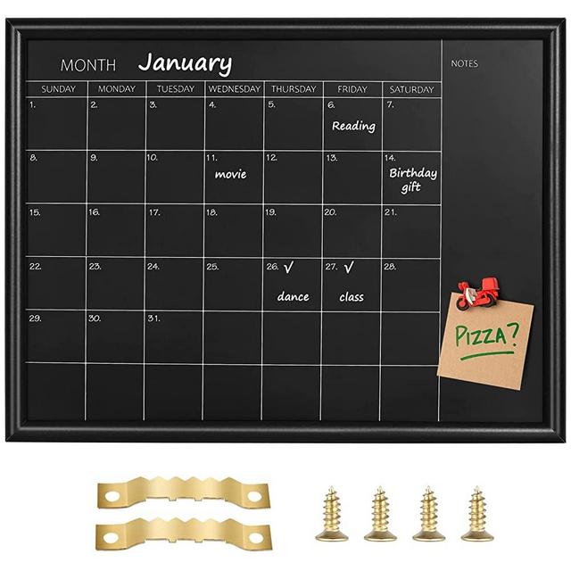 TORASO Calendar Chalkboard, 12 x 16 inches, Magnetic Surface Black Wood Frame Chalk Board for Planning/School Timetable/Memo, Hanging Board for Office, School and Home(YLHB-BK-3040)