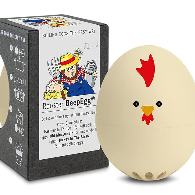 Rooster Beepegg – Egg Timer for Boiling Eggs – Musical Egg Cooker for Soft, Medium, Hard Boiled Eggs – Food Safe – Singing Floating Egg Timer – Egg Cooker for 3 Levels of Doneness - Brainstream