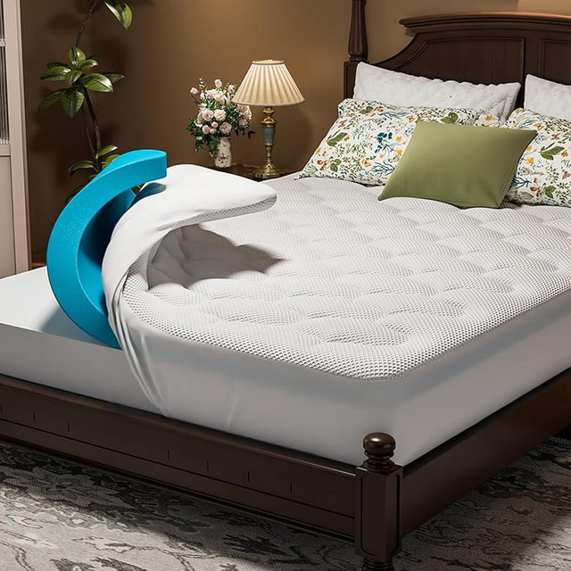 OhGeni Cooling 4 inch Dual Layer King Mattress Topper, 2 inch Cooling Gel Memory Foam, 2 inch Down Alternative Pillow Top Cool Pad, Mattresses Cover for Bed, Medium Support, Fits 6”-19” Deep Pocket