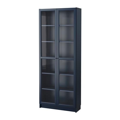 BILLY				Bookcase with glass doors, dark blue