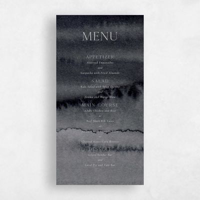 Charcoal, Grey Wedding Menu - Loreto