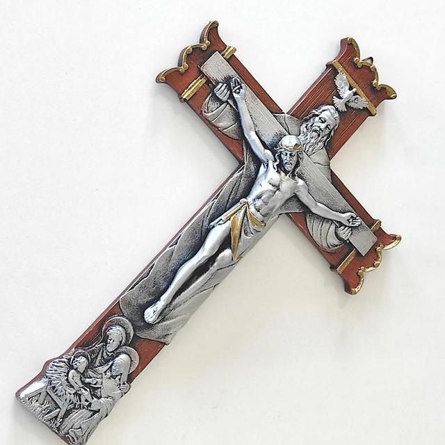 Wall Hanging Cross Silver Holy Trinity Father Son Holy Spirit