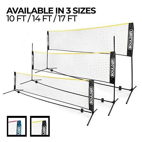 Boulder Portable Badminton Net Set - Net for Tennis, Soccer Tennis, Pickleball, Kids Volleyball - Easy Setup Nylon Sports Net with Poles - for Indoor or Outdoor Court, Beach, Driveway
