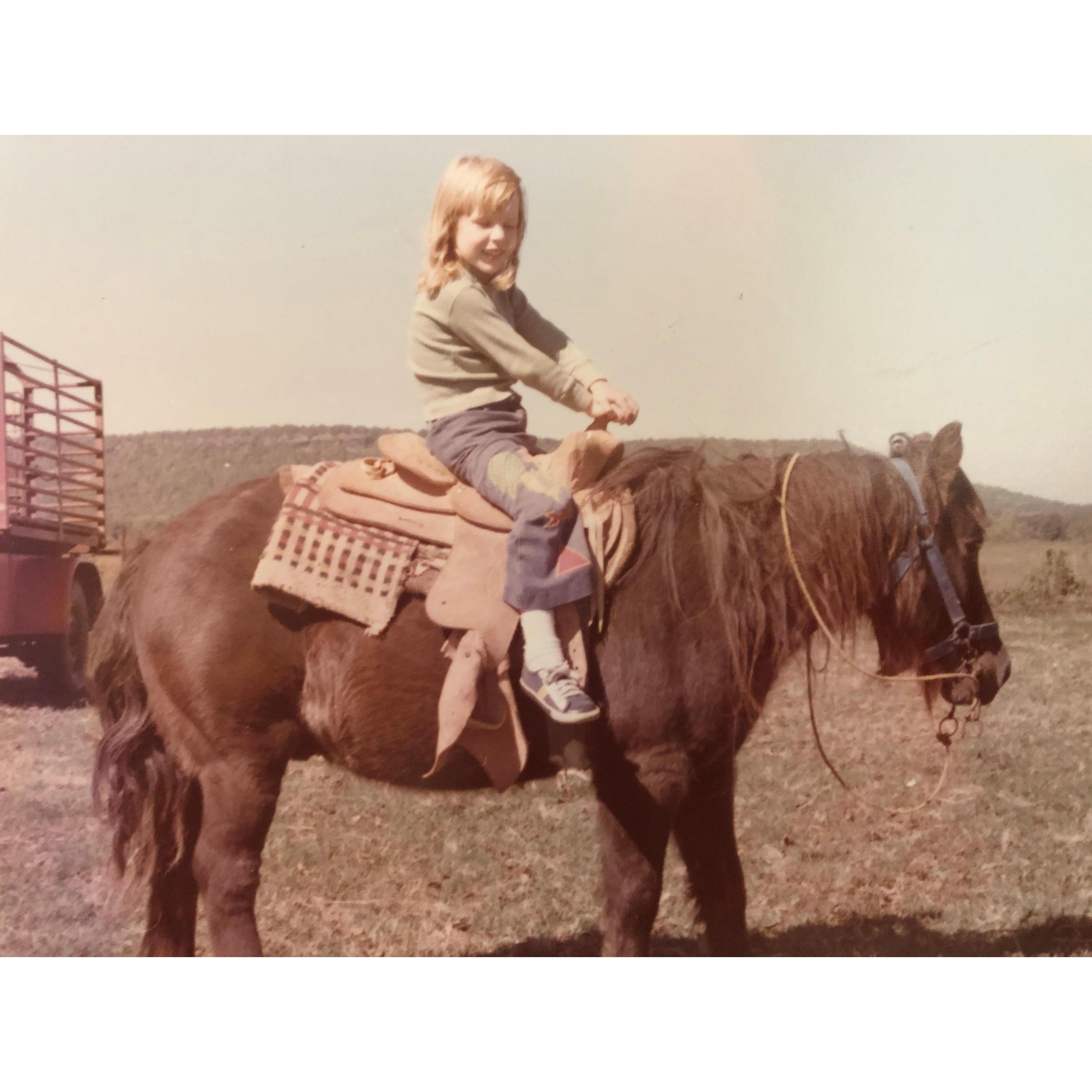 Nikki developed an affinity for horses at the age of 7 when this horse ran away with her into the woods!