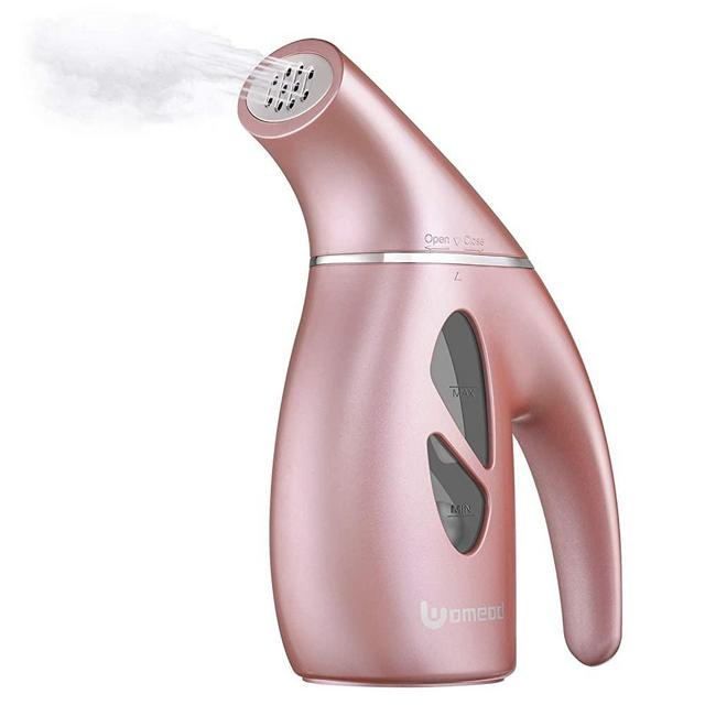 Uomeod Portable Steamer for Clothes, Mini Travel Steamer Fabric Steam Iron 240ml Big Capacity, 8 in 1 Handheld Garment for Home and Travel (Rose Gold)