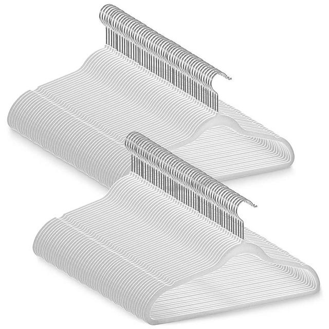 Casafield 100 Ivory Velvet Suit Hangers - Space Saving, Non-Slip & Chrome Swivel Hook for Dress Clothes, Coats, Pants, Shirts, Skirts