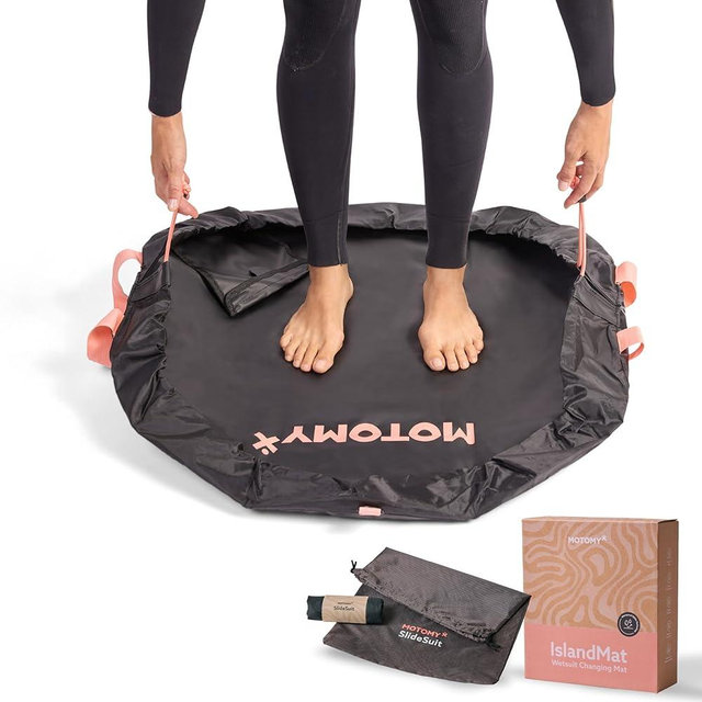IslandMat Wetsuit Changing Mat; Compact 2-in-1 Wetsuit Bag with Waterproof 5000X Tech; Keep You & Surfing Accessories Clean; Keep Your Car Clean & Dry; Surf Gift for Water Sports & Scuba Diving