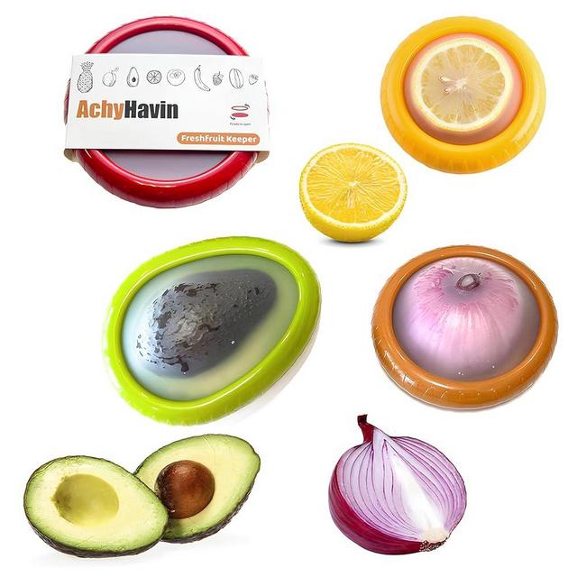 ACHYHAVIN Reusable Avocado Saver and Onions Storage - Set of 4 Fruit and Vegetable Anti-Oxidation Storage Box for Fridge - Ideal for Garlic,Lemons,Potatoes.