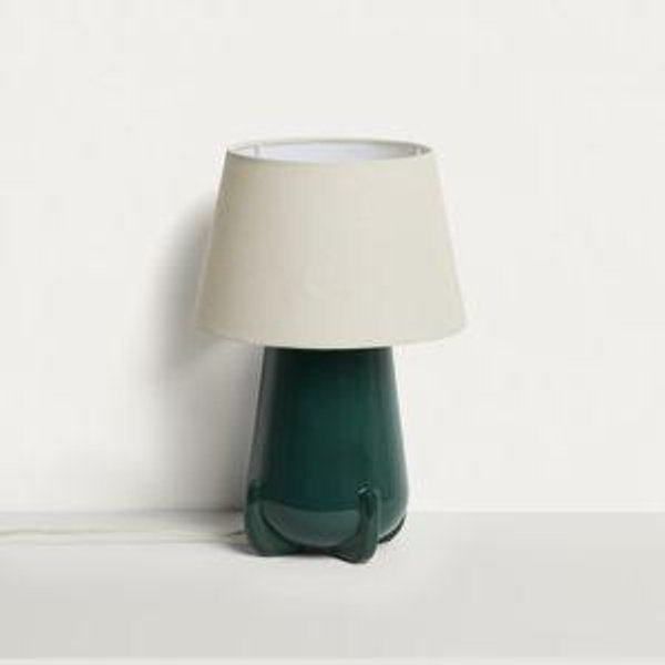 KAVE HOME - Lámpara de mesa Odra de cerámica verde acabado brillante