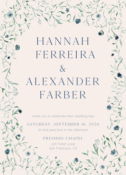 Mirto Portrait | Dark Cobalt | Zola Wedding Invitations