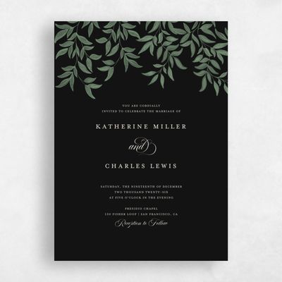 Black Wedding Invitation - Willow Classic