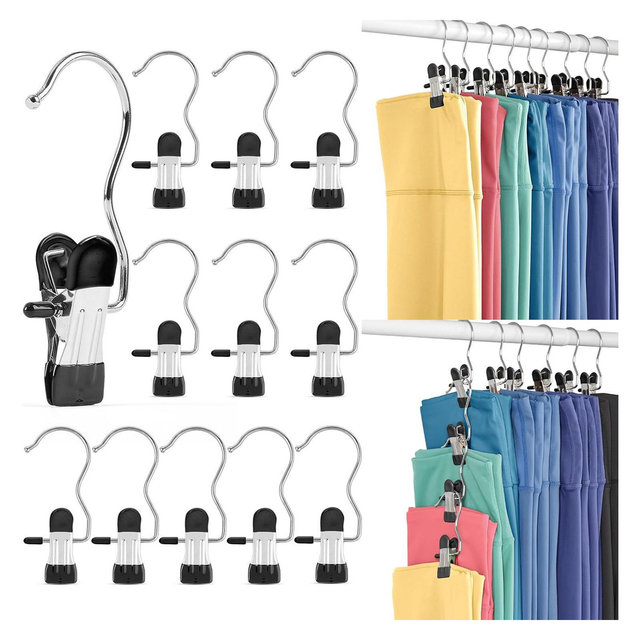 HOUSE DAY Legging Hanger Organizer with Rubber-Coated Clips for Yoga Pants, Workout Sets, Boots, Hats 20 Pack