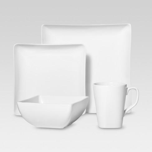 Square Rim Porcelain 16pc Dinnerware Set - Threshold™