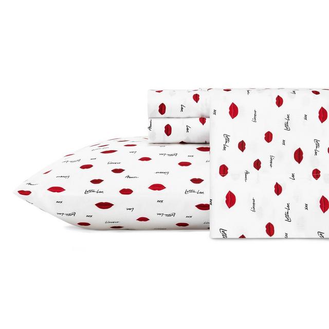 Queen Printed Pattern Microfiber Sheet Set Red Lips - Betseyville