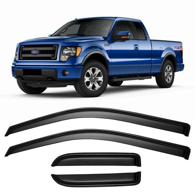 Cxdar Window Rain Guards Visors for 2004-2014 Ford F150 Extended Cab, Out-Channel Window Vent Wind Shades Shield Deflectors for 04-14 F-150 SuperCab