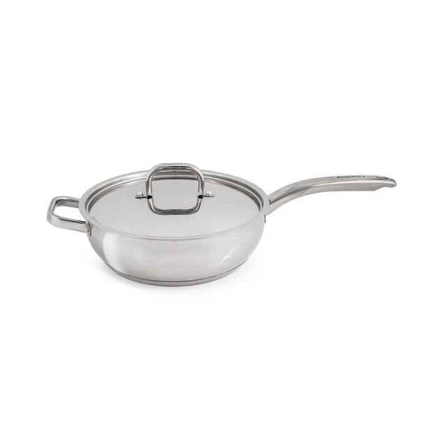 BergHOFF Belly Shape 18/10 Stainless Steel 9.5" Deep Skillet with SS Lid, 3.2qt.