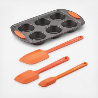 Yum-o! 4-Piece Muffin Pan & Spatula Set