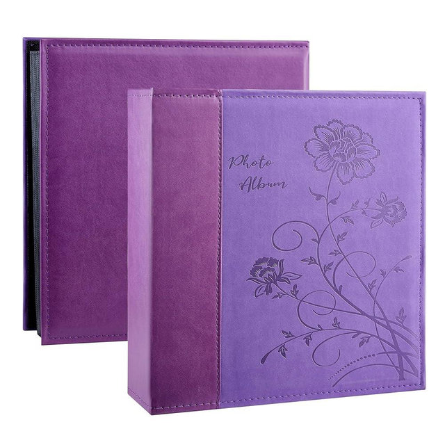 Artmag Photo Picutre Album 4x6 500 Photos, Extra Large Capacity Leather Cover Wedding Family Photo Albums Holds 500 Horizontal and Vertical 4x6 Photos with Black Pages(Purple)
