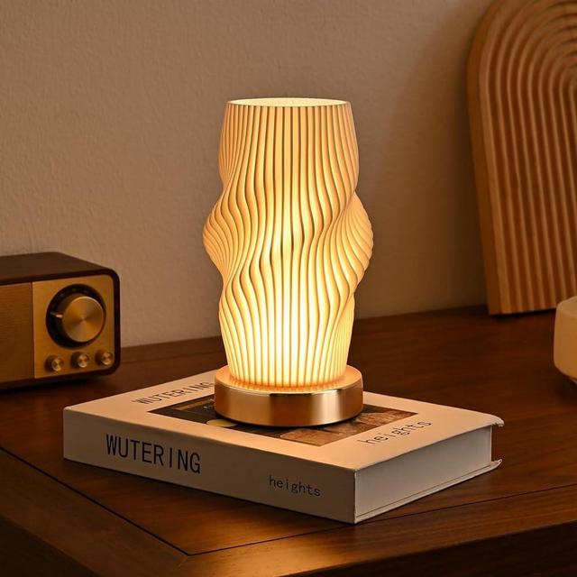 Ekkiploi Bedside Lamps for Bedroom-Button Control Metal Small Table Lamp 12 Way Dimmable Nightstand Lamp Gold Mini Modern Lamp for Living Room, Dorm, Kids Room, Office(Built in LED Lights)