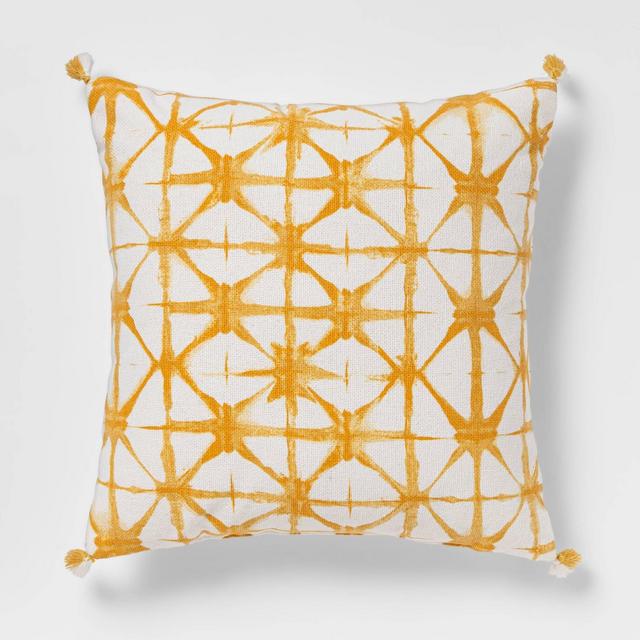 Shibori Printed Square Throw Pillow Yellow - Opalhouse™