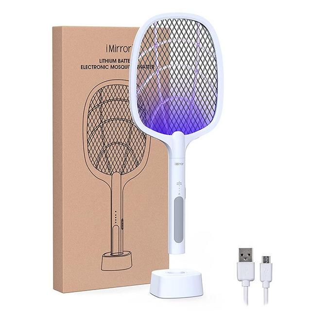 imirror Bug Zapper, 2 in 1 Rechargeable Electric Fly Swatter, Mosquito Swatter for Indoor and Outdoor