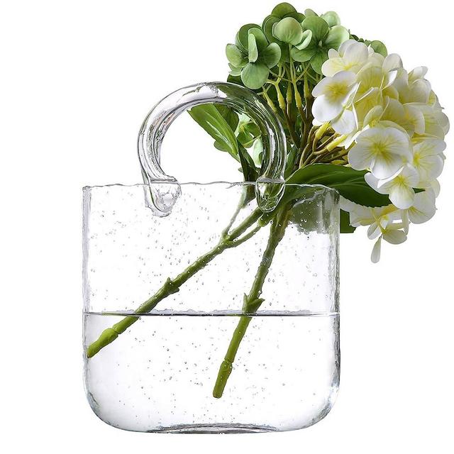 Dinyeo Purse Vase,Vintage Large Clear Glass Bag Vase for Flower Farmhouse Centerpieces Decor
