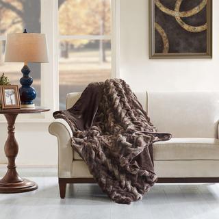 Ruched Tip Dyed Faux Fur Throw