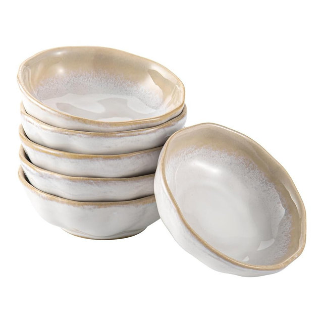 HENXFEN LEAD Dipping Bowls, Ceramic Soy Sauce Dishes, 3 oz Small Sauce Bowls for Condiments, Sushi, Appetizers, Side Dishes Set of 6, Ivory