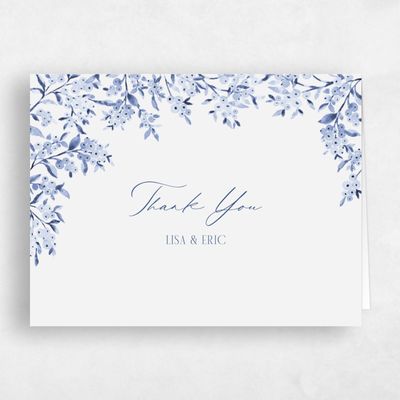 Dusty Cobalt, Blue Wedding Thank You - Allegra Landscape