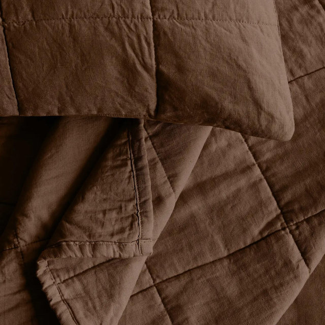 Lightweight European Linen Quilt - Espresso, Full/Queen