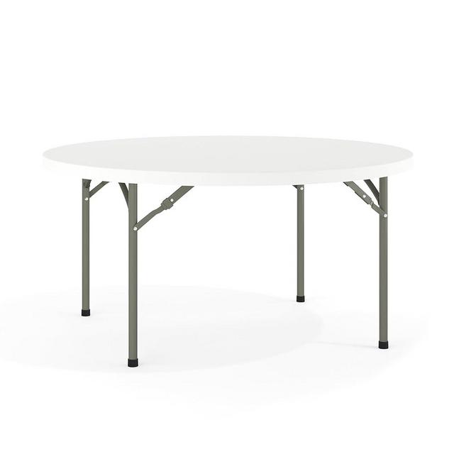 Flash Furniture 5' Round All-Occasion Plastic Folding Event Table for Parties and Trade Shows, Folding Banquet Table for Indoor/Outdoor Events, White