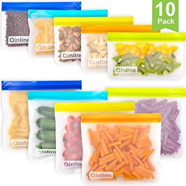 Reusable Storage Bags - 10 Pack Leakproof Freezer Bag(5 Reusable Sandwich Bags + 5 Reusable Snack Bags) EXTRA THICK Ziplock Lunch Bags for Food Storage Home Organization Traval & Make-up BPA FREE