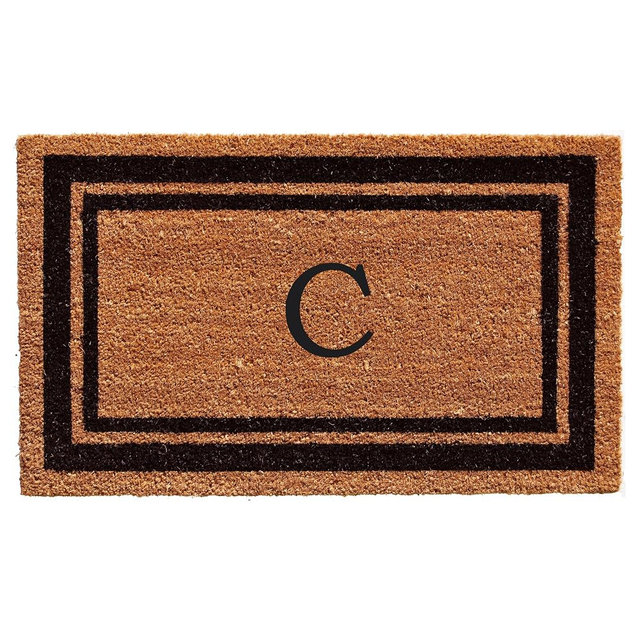 Calloway Mills 152963672C Black Border 36" x 72" Monogram Doormat Letter (C)