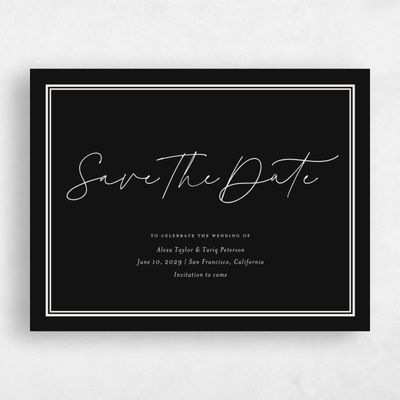 Black Simple Wedding Save the Date - Micah Landscape