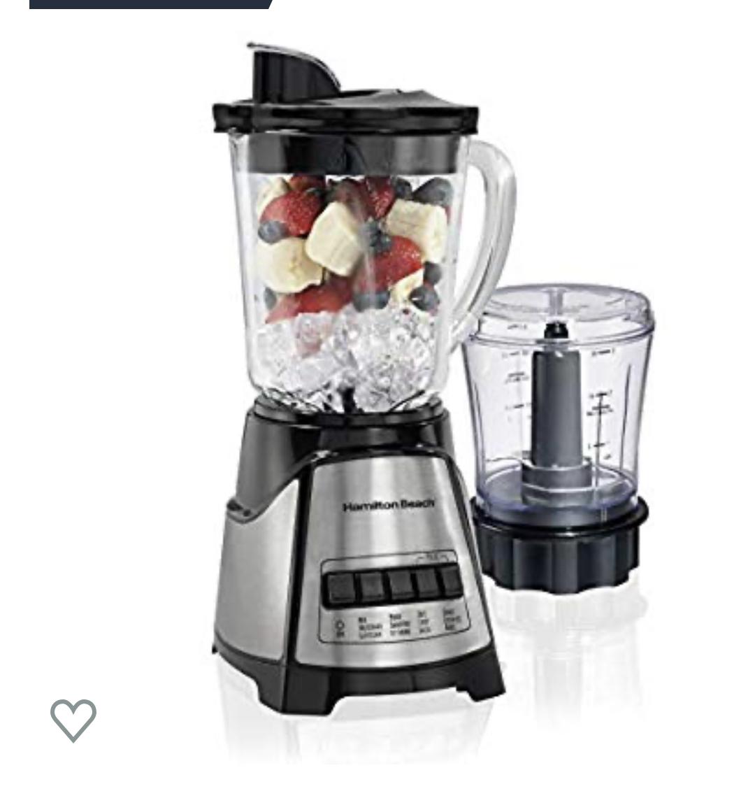 Hamilton Beach Power Elite Blender with 40oz Glass Jar and 3-Cup Vegetable Chopper, 12 Functions for Puree, Ice Crush, Shakes and Smoothies, Black and Stainless Steel (58149)